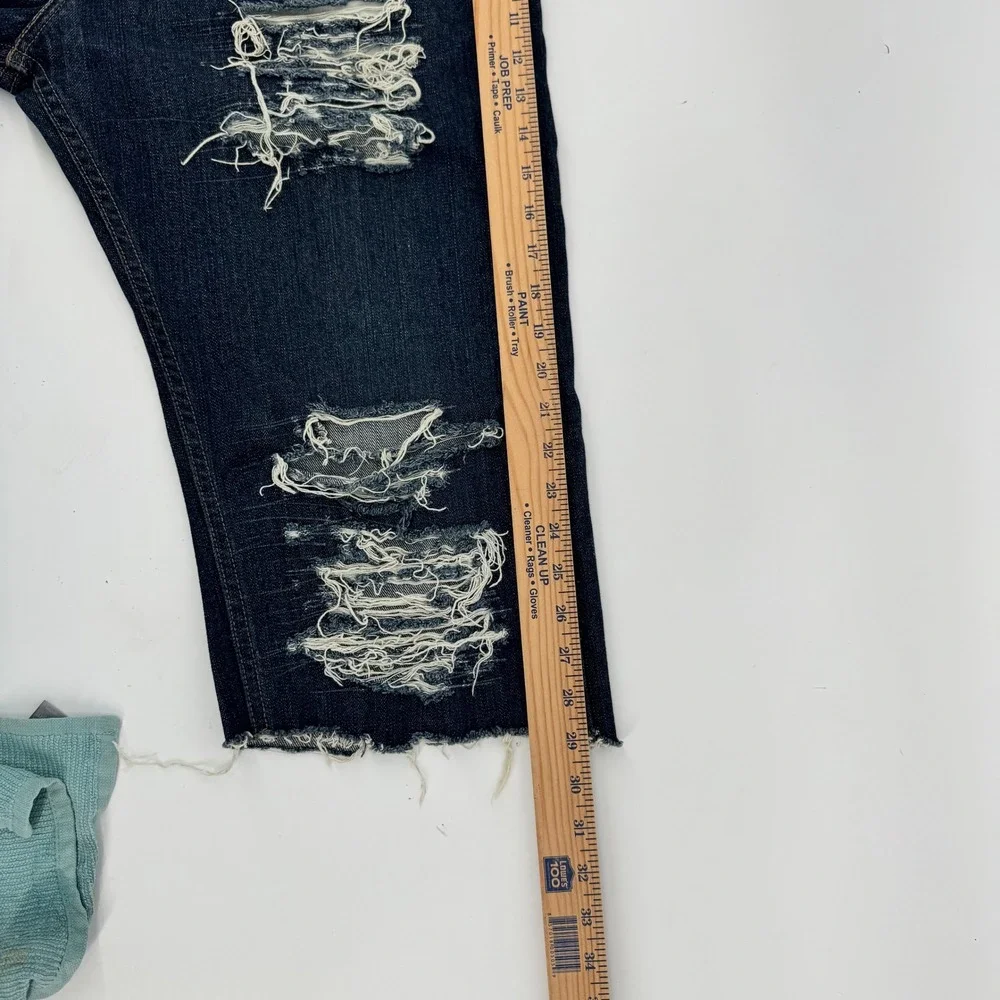 Levis 505 Custom Distressed Shorts Mens 36 Blue Raw Hem Heavy Shredded Jorts